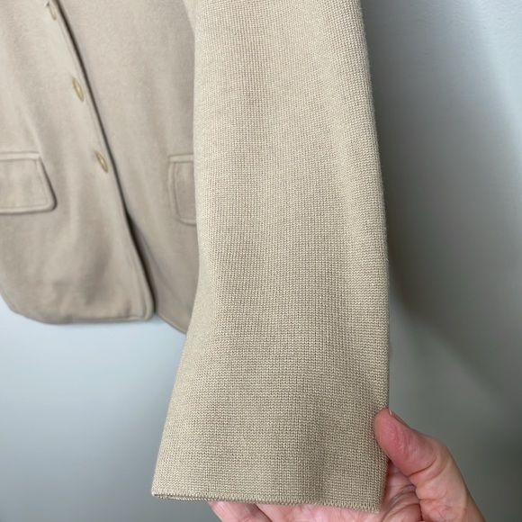 Lauren Ralph Lauren Black Label Cotton Blend Knit Blazer Jacket Tan Size 1X - Picture 5 of 15